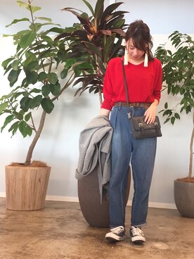 「アイテム（ピアス（片耳用）、ホワイト系）」を使った、やまぐーさん（レディース・166cm）の冬コーディネート