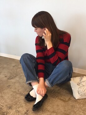 「靴下チラ見せ」｜「アイテム（バレエシューズ）」を使った、やまぐーさん（レディース・166cm）の春コーディネート