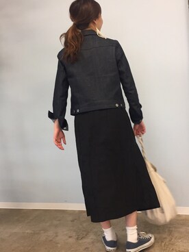 「アイテム（ピアス（片耳用）、ホワイト系）」を使った、やまぐーさん（レディース・166cm）の春コーディネート