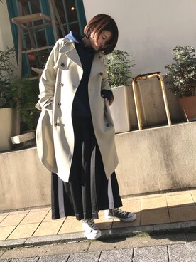 「マキシスカート」｜「アイテム（トレンチコート）」を使った、shokoさん（レディース・159cm）の春コーディネート
