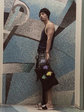 「initial（イニシャル）のアイテム（パンツ）」を使った、zhongjiang0207さん（メンズ・186cm）の夏コーディネート