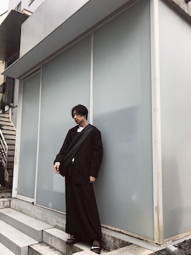 「Yohji Yamamoto（ヨウジヤマモト）のアイテム（テーラードジャケット）」を使った、zhongjiang0207さん（メンズ・186cm）の春コーディネート