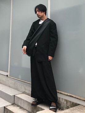 「Yohji Yamamoto（ヨウジヤマモト）のアイテム（テーラードジャケット）」を使った、zhongjiang0207さん（メンズ・186cm）の春コーディネート