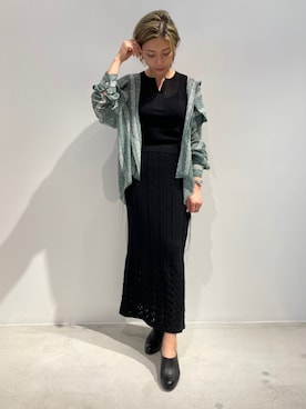 「Needles（ニードルス）の【Needles】WOMEN シャツ C.O.B. Classic Shirt - Cupra Chiffon / Pt. IN076（シャツ/ブラウス、グリーン系）」を使った、kana0219さん（レディース・158cm）の夏コーディネート