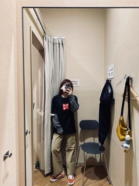 「盐系风格」｜「アイテム（チノパンツ）」を使った、麻橘さん（レディース・158cm）の秋コーディネート
