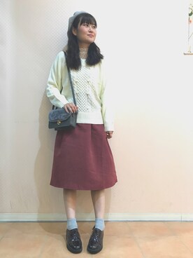 「セットアイテム」｜「アイテム（ハンチング/ベレー帽）」を使った、Yumicoさん（レディース・166cm）の秋コーディネート