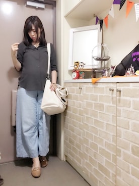 「とろみシャツ」｜「アイテム（その他シューズ）」を使った、きゅきゅさん（レディース・164cm）の秋コーディネート