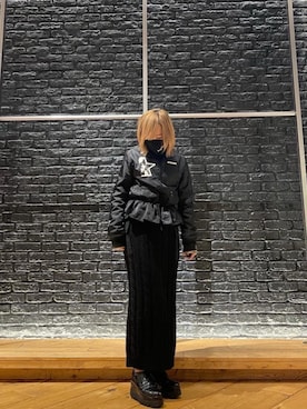 「ロックコーデ」｜「アイテム（ナイロンジャケット）」を使った、RAYさん（レディース・158cm）の冬コーディネート