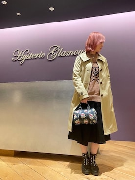 「HYSTERIC GLAMOUR（ヒステリックグラマー）のアイテム（ステンカラーコート）」を使った、RAYさん（レディース・158cm）の冬コーディネート