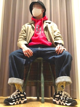 「古着好きな人と繋がりたい」｜「アイテム（ステンカラーコート）」を使った、jokerさん（メンズ・170cm）の冬コーディネート