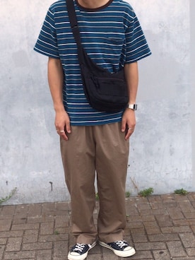 「CASIO」｜「アイテム（チノパンツ）」を使った、kenさん（メンズ・175cm）の夏コーディネート