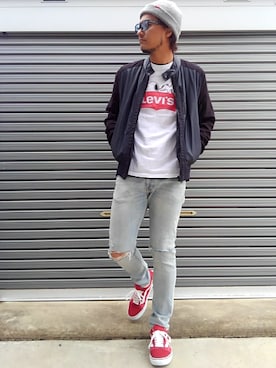 「VANS（バンズ）のアイテム（ニットキャップ/ビーニー）」を使った、エポジンさん（メンズ・175cm）の春コーディネート