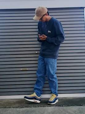 「430（フォーサーティ）のアイテム（帽子）」を使った、エポジンさん（メンズ・175cm）の春コーディネート