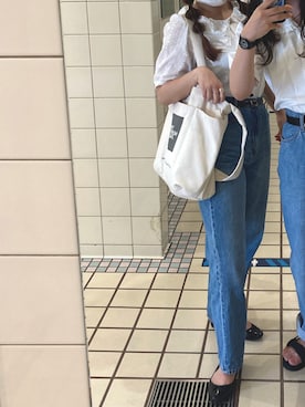 「アプレジュール」｜「アイテム（デニムパンツ）」を使った、あしゃさん（レディース・160cm）の秋コーディネート