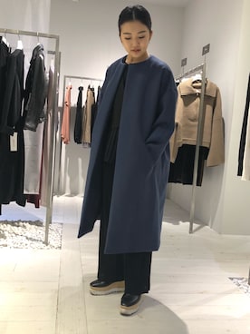 「STUDIOUS（ステュディオス）のアイテム（ノーカラージャケット）」を使った、Ayaka Tanoさん（レディース・152cm）の秋コーディネート