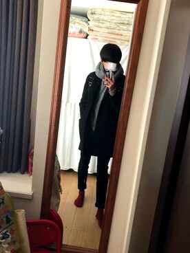 「JUNRED（ジュンレッド）のアイテム（チェスターコート）」を使った、Lemongaさん（メンズ・170cm）の冬コーディネート