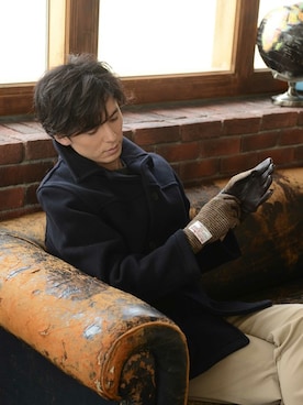 「アイテム（手袋、ブラウン系）」を使った、多田さん（メンズ・173cm）の冬コーディネート