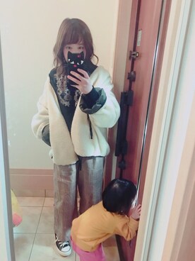 memeさんの「チェックワイドパンツ　765304」を使ったコーディネート