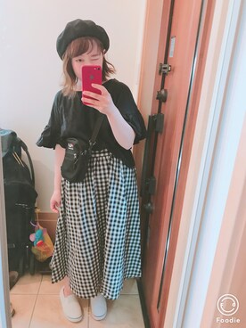 「ショルダーバック」｜「アイテム（スリッポン）」を使った、memeさん（レディース・148cm）の夏コーディネート