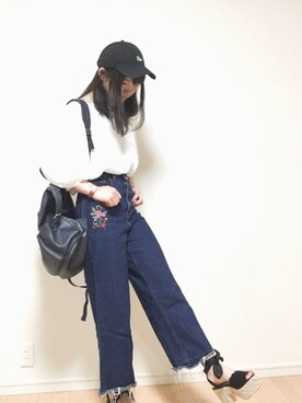 「nice claup」｜「アイテム（キャップ）」を使った、いづなさん（レディース・166cm）の春コーディネート