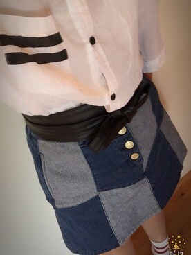 「WEGO（ウィゴー）のアイテム（デニムスカート、ブルー系）」を使った、s!gdさん（レディース・155cm）の夏コーディネート