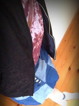 「WEGO（ウィゴー）のアイテム（デニムスカート、ブルー系）」を使った、s!gdさん（レディース・155cm）の秋コーディネート