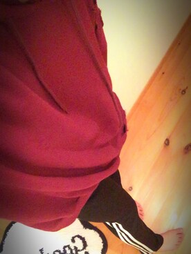 「WEGO（ウィゴー）のWEGO/ダメージフーディー（パーカー、レッド系）」を使った、s!gdさん（レディース・155cm）の秋コーディネート