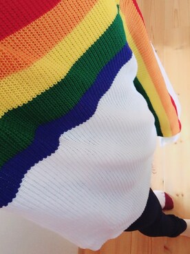 「WEGO（ウィゴー）のWEGO/ラインレインボーBIGニット（ニット/セーター、その他）」を使った、s!gdさん（レディース・155cm）の冬コーディネート