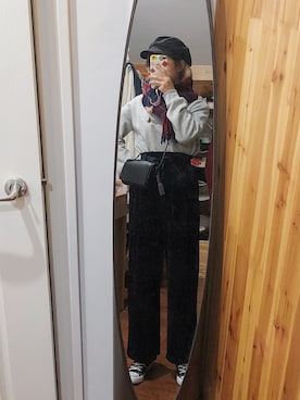「MUJI」｜「アイテム（キャスケット）」を使った、MISHAさん（レディース・162cm）の冬コーディネート
