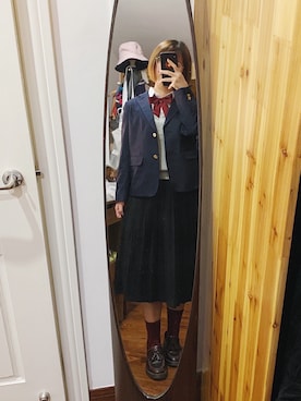 「制服」｜「アイテム（セットアップ）」を使った、MISHAさん（レディース・162cm）の秋コーディネート