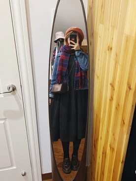 「MUJI」｜「アイテム（ハンチング/ベレー帽）」を使った、MISHAさん（レディース・162cm）の秋コーディネート