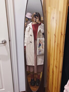 「red」｜「アイテム（ダッフルコート）」を使った、MISHAさん（レディース・162cm）の冬コーディネート