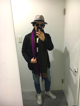 「cashmere（カシミア）のアイテム」を使った、Donnieさん（メンズ・171cm）の冬コーディネート