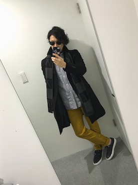 「MAISON KITSUNE」｜「アイテム（チェスターコート）」を使った、Donnieさん（メンズ・171cm）の冬コーディネート