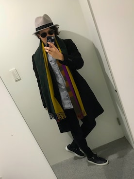 「Maison Kitsune（メゾンキツネ）のアイテム（その他アウター）」を使った、Donnieさん（メンズ・171cm）の冬コーディネート