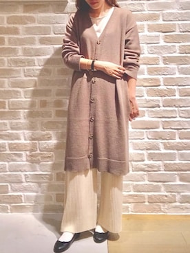 「リブニットパンツ」｜SAKiさん（レディース・164cm）の秋コーディネート