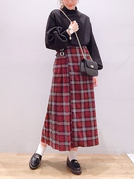 「earth music&ecology（アースミュージックアンドエコロジー）のチェーンミニショルダーバッグ　＊（ショルダーバッグ）」を使った、SAKiさん（レディース・164cm）の冬コーディネート