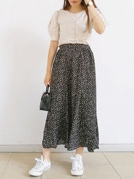 「earth music&ecology（アースミュージックアンドエコロジー）の2wayクロコミニショルダー ＊（ショルダーバッグ）」を使った、SAKiさん（レディース・164cm）の夏コーディネート