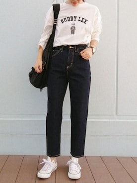 「Lee（リー）のアイテム（トップス）」を使った、SAKiさん（レディース・164cm）の秋コーディネート