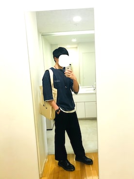 「LIDNM（リドム）のLIDnM / リドム ビエラギャバワイドスラックス（スラックス、ブラック系）」を使った、Komiさん（メンズ・171cm）の春コーディネート