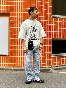 「PEANUTS（ピーナッツ）のアイテム」を使った、あつくんさん（メンズ・165cm）の春コーディネート