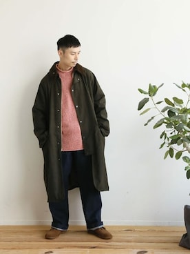 「秋トレンド2021」｜「アイテム（ステンカラーコート）」を使った、あつくんさん（メンズ・165cm）の秋コーディネート