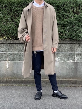 「アイテム（ステンカラーコート）」を使った、shin さん（メンズ・176cm・20代）の冬コーディネート