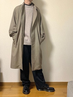 「アイテム（ステンカラーコート）」を使った、shin さん（メンズ・176cm・20代）の冬コーディネート