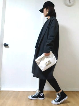 「アイテム（クラッチバッグ、ホワイト系）」を使った、naoko🌸尚子さん（レディース・164cm）の秋コーディネート