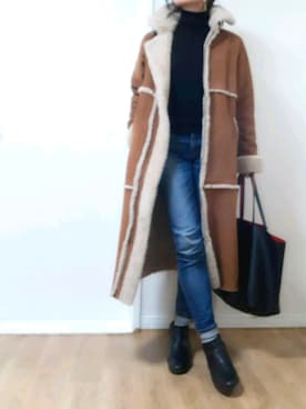 「アイテム（ムートンコート）」を使った、naoko🌸尚子さん（レディース・164cm・40代）の冬コーディネート