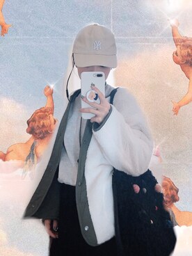 「UNIQLO（ユニクロ）のスウェットクルーネックプルオーバー（長袖）（パーカー）」を使った、枪枪さん（レディース・160cm）の冬コーディネート