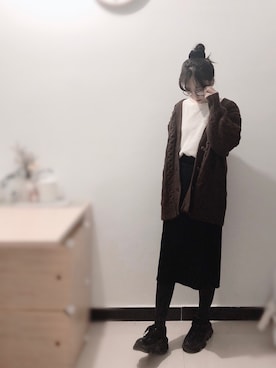 「日系极简」｜「アイテム（アクセサリー）」を使った、枪枪さん（レディース・160cm）の冬コーディネート
