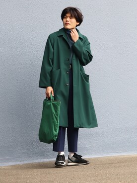 「RICK OWENS」｜「アイテム（ステンカラーコート）」を使った、レンさん（メンズ・170cm）の冬コーディネート