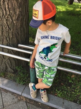 「アイテム（ソックス/靴下、ブルー系）」を使った、A*さん（キッズ・125cm）の夏コーディネート